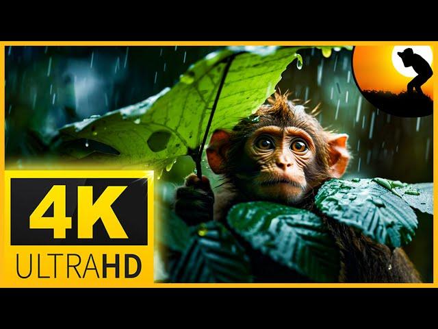 4K VIDEO (ULTRAHD) WILDLIFE ANIMALS IN RAIN |  NATURE RELAXATION FOR 8K AND 4K TV