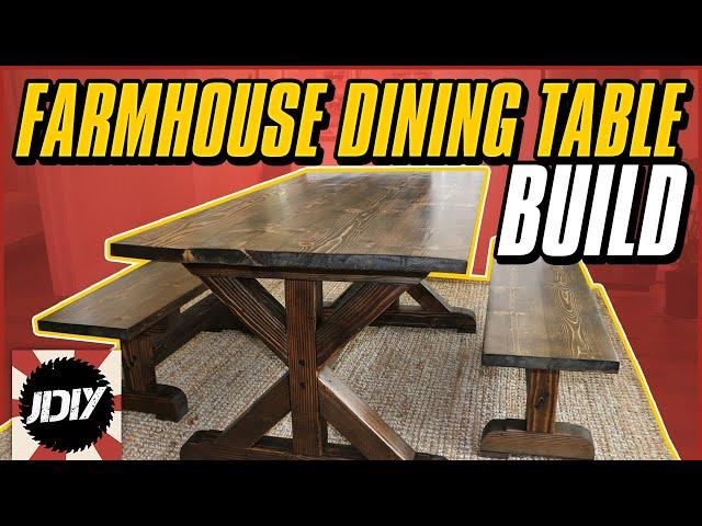 Build a Farmhouse Dining Table with Benches - Easy DIY with Plans