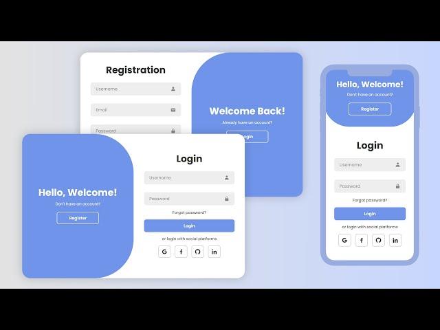 Responsive Login and Registration Form in HTML CSS & Javascript