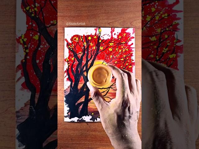 Moonlight Painting with Coffee | Coffee Spill Art | Connie Francis - Pretty Little Baby #art #shorts