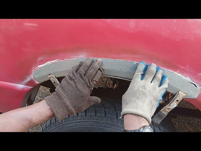 Ablecraft 1998 Ford Ranger passenger side wheel arch repair " Day 2 shaping wheel arch patch"