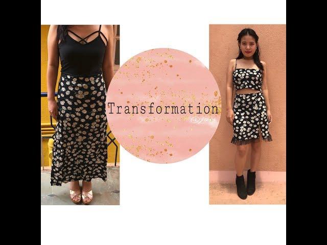 DIY two piece dress from old maxi skirt