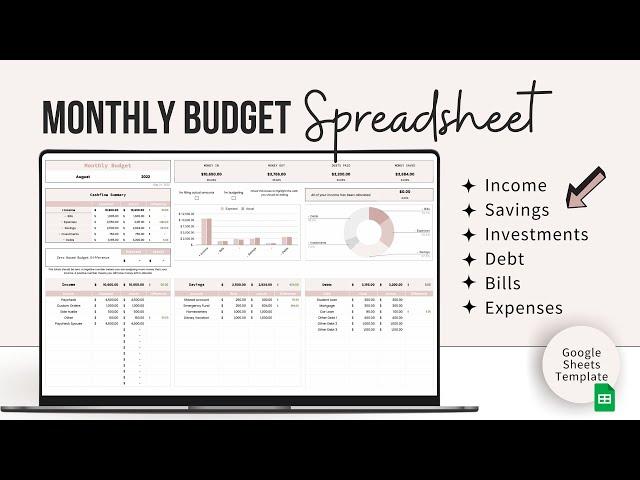 How to Track your Money - Monthly Budget Spreadsheet - Google Sheets Template, Monthly Money Tracker