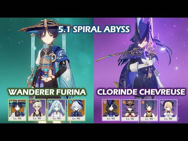 Wanderer Hypercarry & Clorinde Chevreuse 5.1 Spiral Abyss Floor 12 Genshin Impact