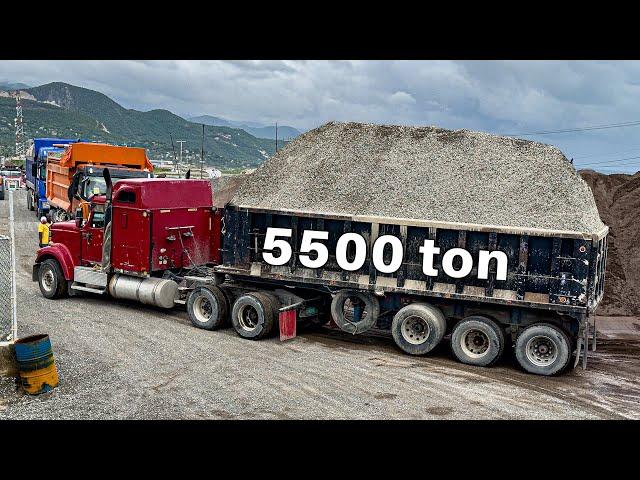 Truck is stockpiling 5500 tons of sand and gravel. S6: E9 barge