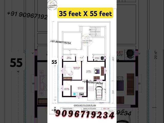 3Bhk Home Design  35X55 House Design  35'X55' House Plan | 35X55 Home #35x55House #214gaj #35by55