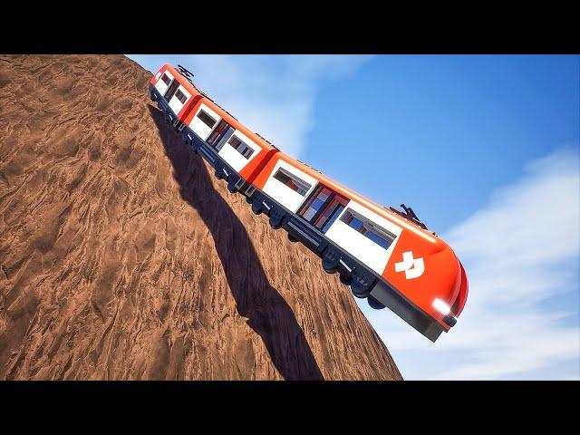 Lego Trains vs Cliff | Brick Rigs