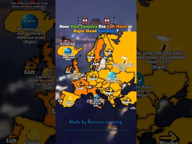 Does your country use left-hand or right-hand railways? #europe #geography #mapping #countries