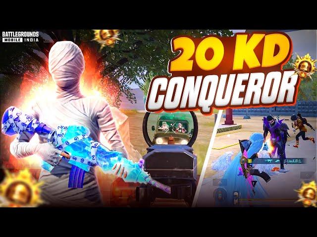 20 KD Conqueror Player | Top 30 Finish Ranking | Fastest 1v4 Clutches in Conqueror Lobby | BGMI