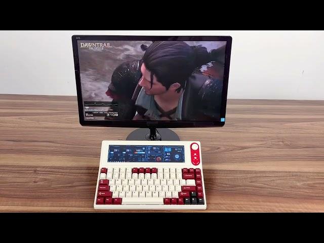 Vision keyboard 遊戲及效能儀表板應用：3D遊戲大作及Aida64的高級應用，電腦CPU, GPU, 溫度等等詳細數據全部一目瞭然。