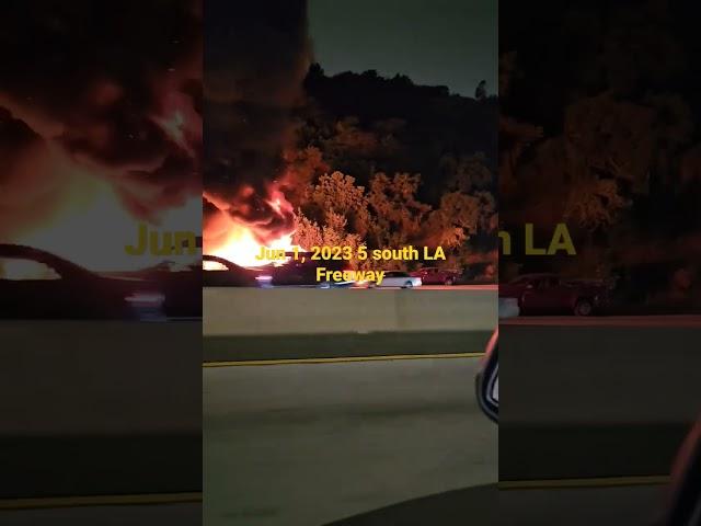 Los Angeles 5 South freeway. Motor home caught on fire  June 1, 2023. #losangeles #fire #motorhome