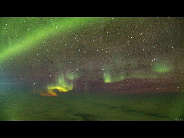 A magical view of the Aurora Borealis from 35,000ft - 4K Timelapse