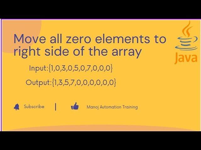 Move All Zero Elements to Right Side of the Array - Java interview Question