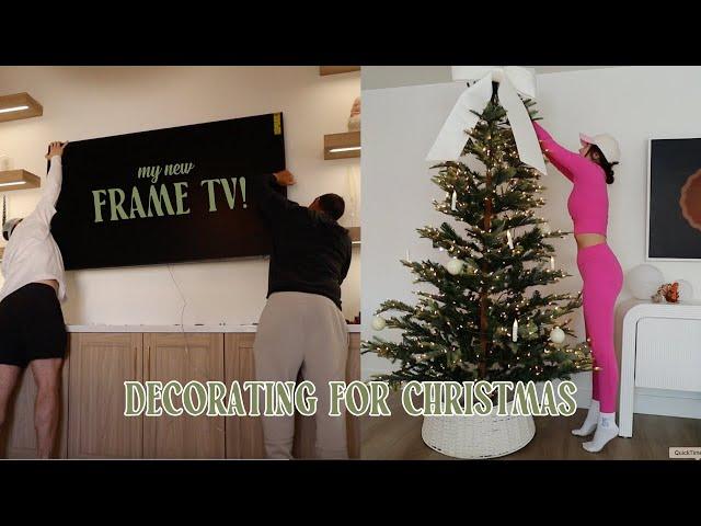 time to DECORATE + HUGE tv purchase!! vlogmas day 4