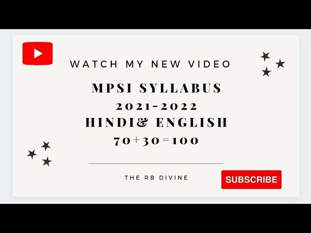 mpsi syllabus 2021-22 Hindi & English //mpsi exam 2022