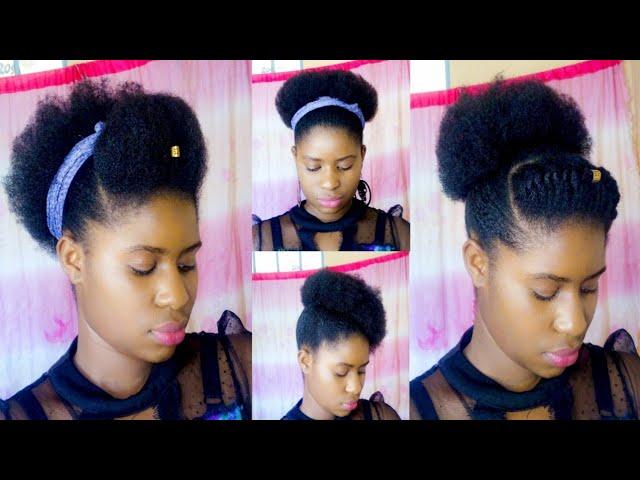 4 Quick and Easy Hairstyles on Short 4c Natural Hair Without gel/For school and work