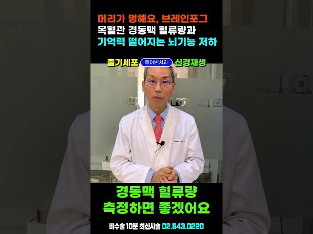 기억력 뚝 떨어지는 인지장애, 브레인포그, 뇌압 느끼는 40대 이상 경동맥 혈류량 꼭 검사하세요 #뇌혈류증가 #뇌재활