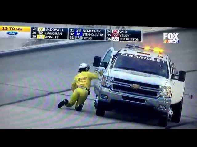 Poor NASCAR official eats pavement in Atlanta.