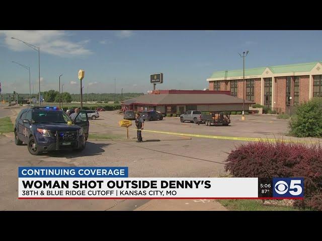 Woman shot outside Denny's near 38th & Blue Ridge Cutoff