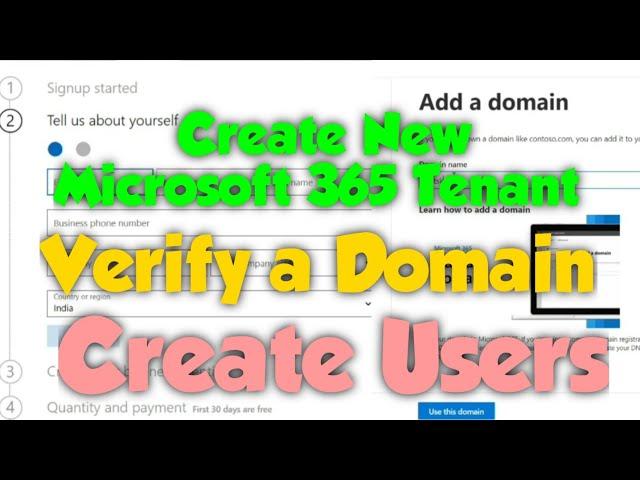 How to Create a New Microsoft 365 Tenant, Verify a Domain and Create Users | Office 365