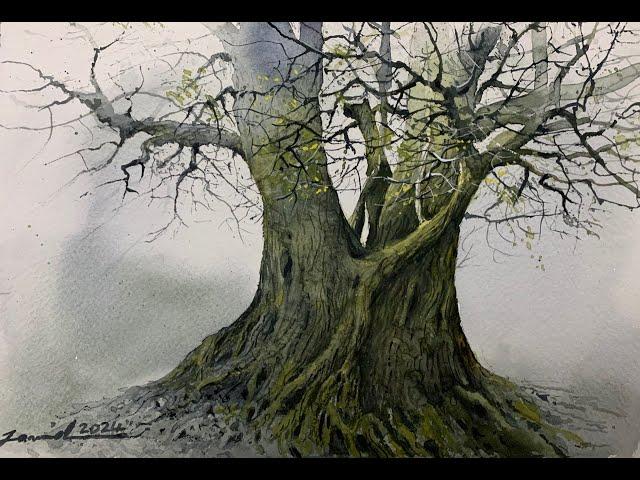 How to paint tree in watercolor