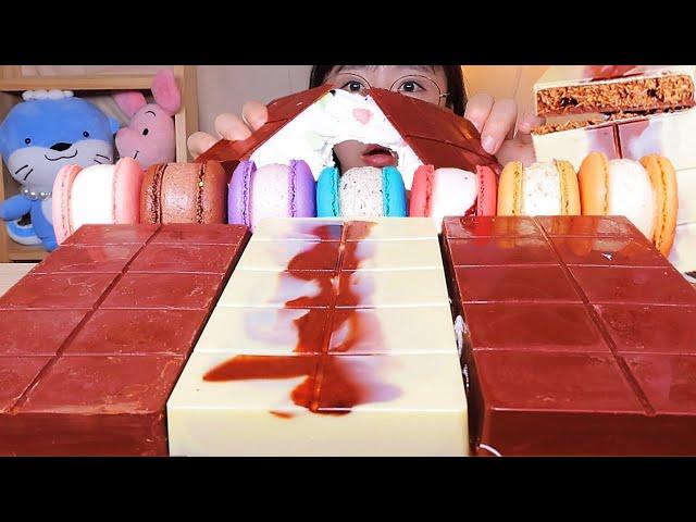 SUB) Marshmallow pan chocolate  Dubai chocolate Eating Show. Dessert Mukbang