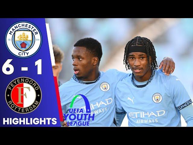 Manchester City 6-1 Feyenoord  | UEFA Youth League u19 - Highlights & All Goals 2024