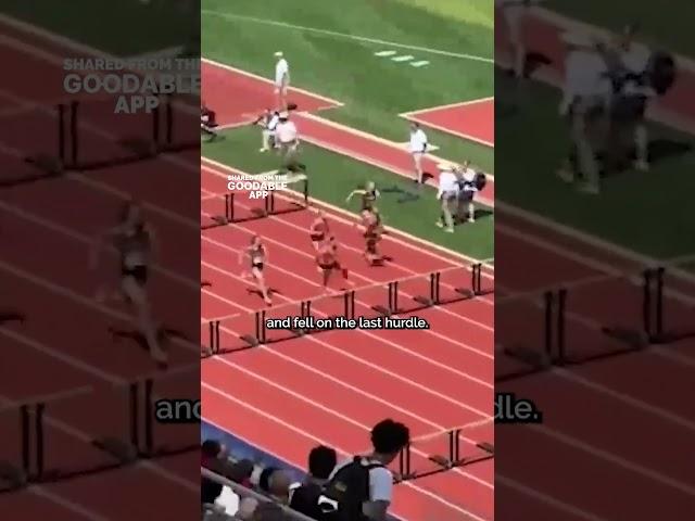 Runner Tumbles Over Hurdles, Sommersaults to Win State Championship #Shorts
