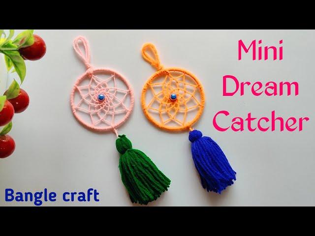 How to Make Mini Dream Catcher ||  Old Bangle Reuse Idea || Woolen Craft Idea