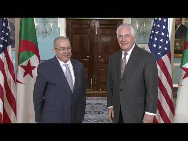 Secretary of State Tillerson Camera Spray with Algerian Foreign Minister Ramtane Lamamra