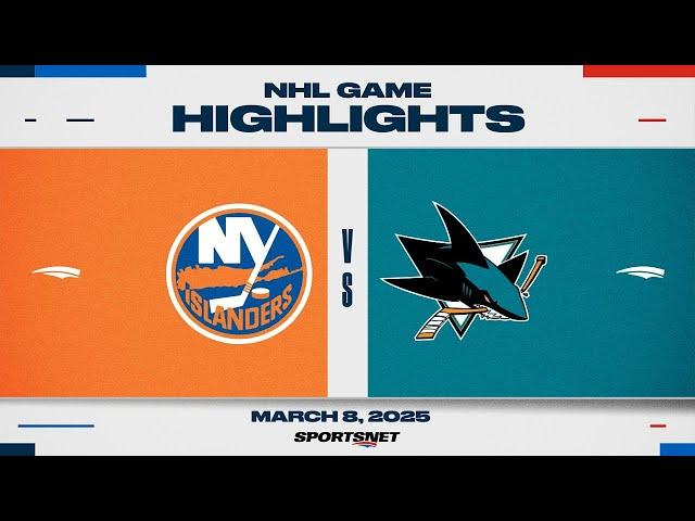 NHL Highlights | Islanders vs. Sharks - March 8, 2025