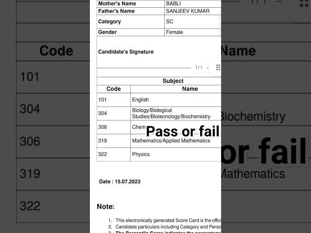My cuet ug result 2023|pass or fail #trending