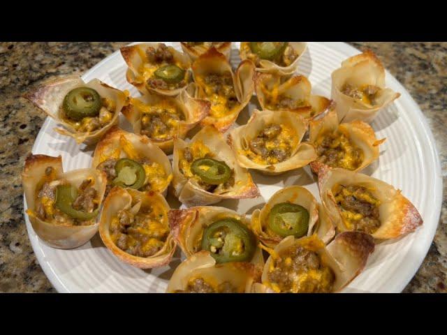 Cheesy Chipotle Sausage Wonton Cups!! Great Appetizer