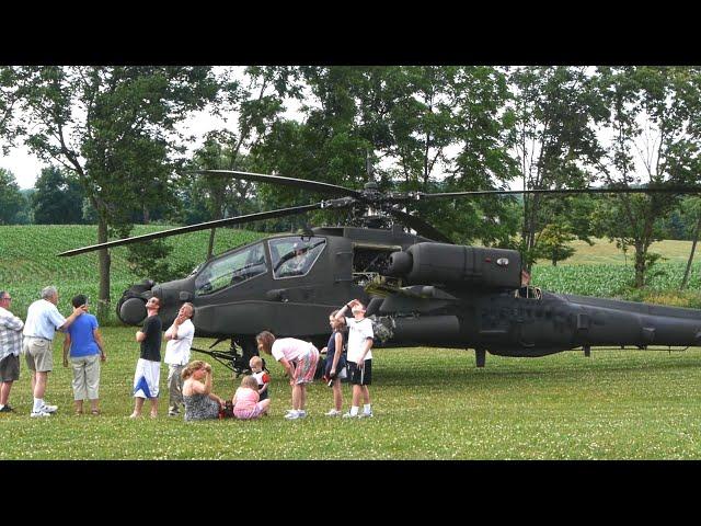 Military Apache Helicopter Emergency Landing in Back Yard