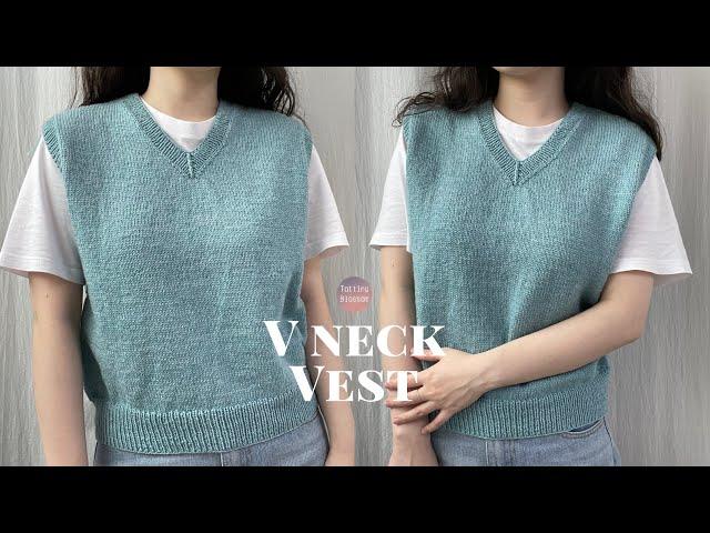 DIY 대바늘 브이넥 조끼 Knit V-neck vest tutorial