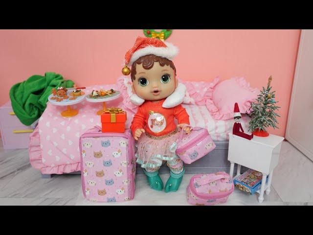 Baby Alive doll Abby packing for holiday vacation doll travel Routine