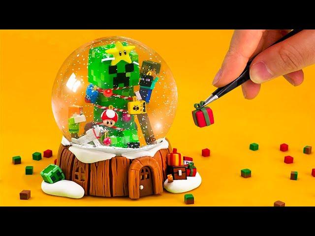 Making Minecraft Snow Globe with clay - Happy Holidays!