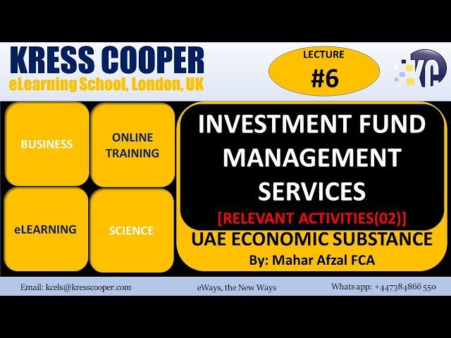 UAE ESR: Relevant Activities for Investment Fund Management Services | By Mahar Afzal