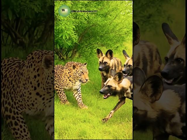 When the Hunter Becomes the Hunted: Wild Dogs vs Leopard!