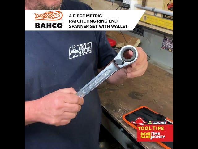 Bahco 4-piece Metric Ratcheting Ring-End Spanner Set with Mallet