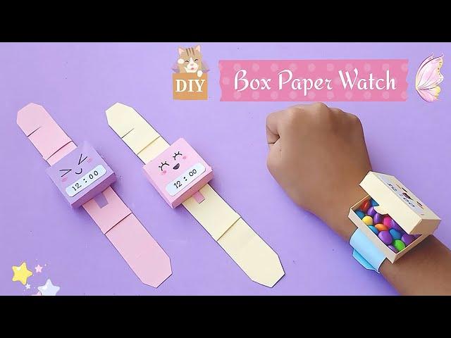 How to make easy paper watch || Box paper Watch || Paper watch || DIY school craft