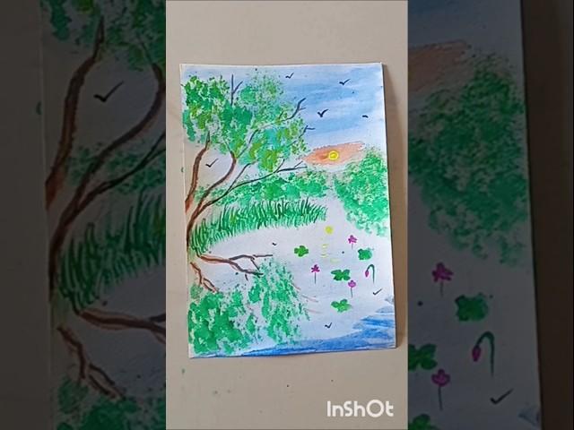 painting scenery for beginners #shorts #shortsfeed #art #watercolorpainting