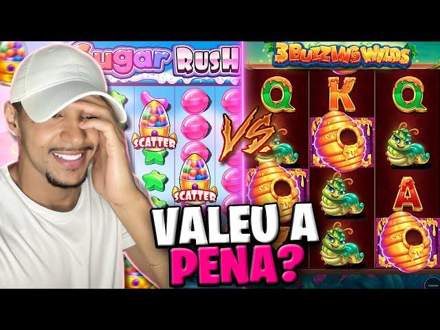 3 BUZZING WILDS vs "SUGAR RUSH 100: qual paga mais no bônus?