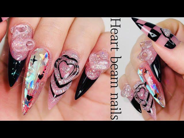 Cute Heart nail art  with Madam Glam / ASMR / Polygel extension