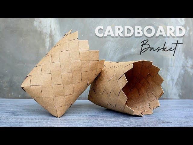 BEAUTIFUL CARDBOARD BASKET | DIY Cardboard Weaving | Arts & Crafts