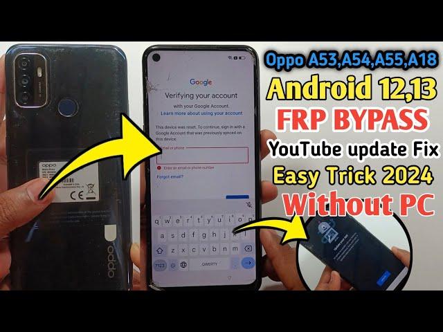 Oppo A53 Frp Bypass Android 12 | Fix YouTube Update  | Oppo Google Account Lock Unlock | Without Pc