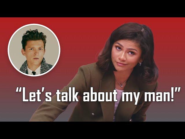 Zendaya talking about Tom Holland during the Dune press