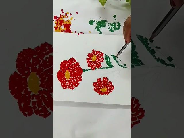 Easy collage art idea ||  #papercollage #paperflowers #papercraft #youtubeshorts #easy  #collage