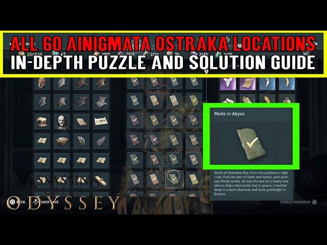 Assassin's Creed Odyssey All 60 Ainigmata Ostraka Locations and Solutions. Document Puzzle Guide