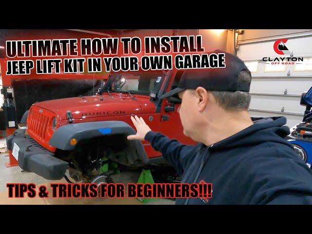 HOW TO Install a Jeep Lift Kit in Your OWN Garage *Tips & Tricks - Clayton OffRoad